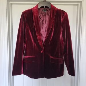 Inc International Concepts Burgdundy Maroon Velvet Blazer Small